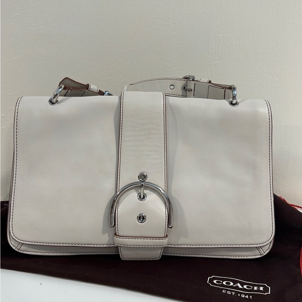 Y2K Coach Cream Leather Shoulder Bag